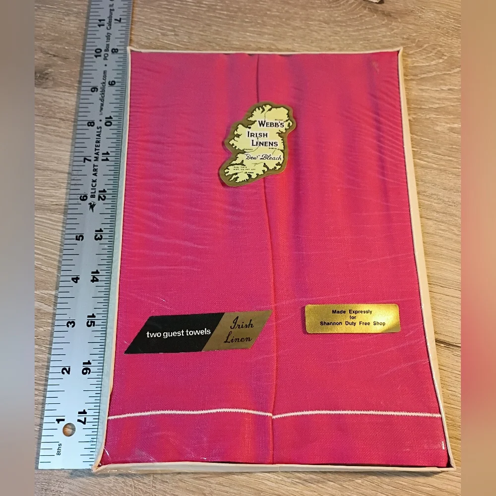 Vintage Webb's Irish Linens Fuchsia Guest Towels Set Of 2 New Old Stock